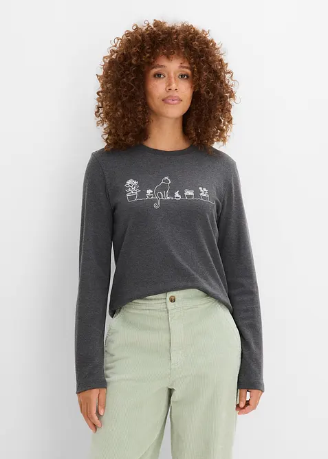 T-shirt manches longues en pur coton, bonprix