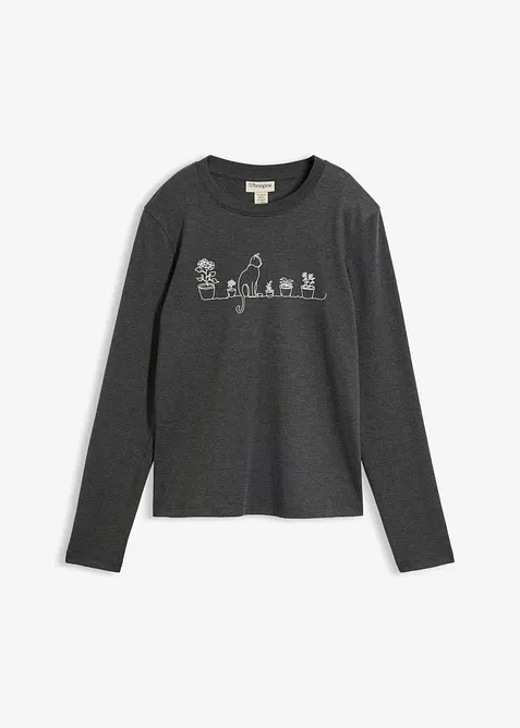 T-shirt manches longues en pur coton, bonprix