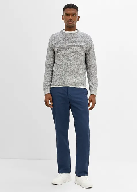 Classic Fit Stretch-Chinohose mit weitem Bein, Straight, bonprix