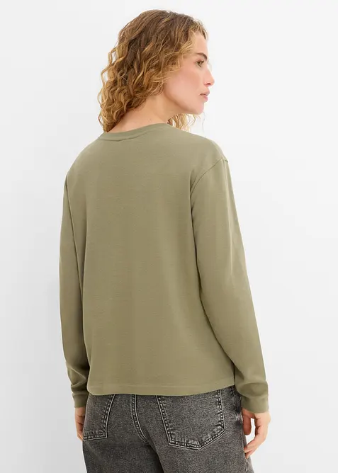 T-shirt manches longues en pur coton, bonprix