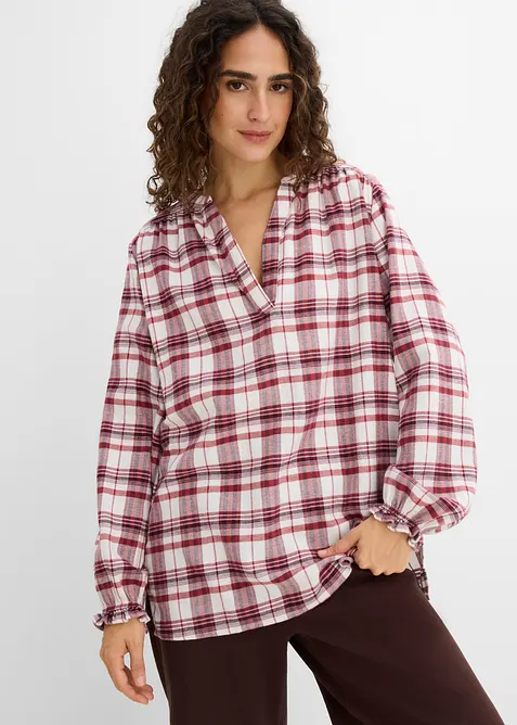 Flanell-Tunikabluse aus reiner Baumwolle, bonprix