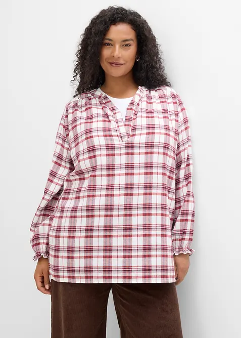 Blouse longue en flanelle 100% coton, bonprix