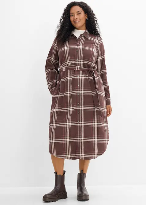 Robe midi en flanelle 100% coton, bonprix