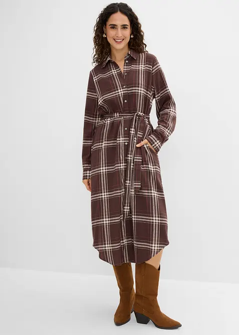 Flanell-Midikleid aus reiner Baumwolle, bonprix