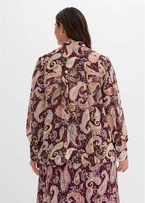 Chiffon Tunikabluse mit Stehkragen, bonprix