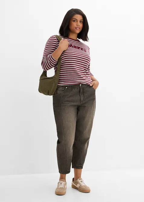 Jean barrel taille mi-haute &eacute;lastiqu&eacute;e, bonprix