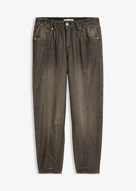 Jean barrel taille mi-haute &eacute;lastiqu&eacute;e, bonprix
