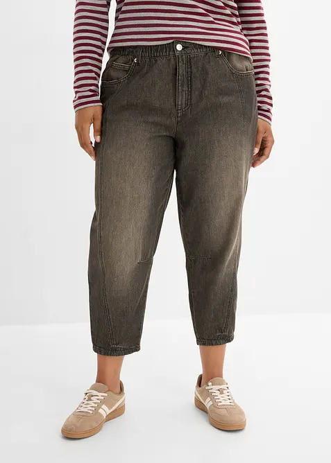 Jean barrel taille mi-haute &eacute;lastiqu&eacute;e, bonprix
