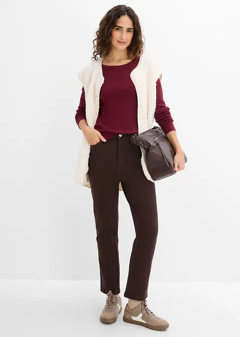 Verk&uuml;rzte Bootcut-Twillhose aus Baumwoll-Mix, bonprix