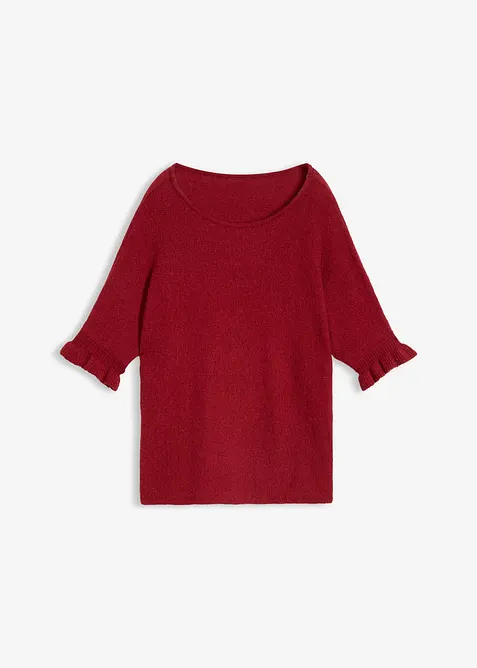Pullover aus Baumwoll-Mix mit Volant-&Auml;rmeln, bonprix