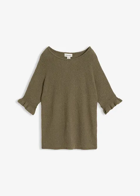 Pullover aus Baumwoll-Mix mit Volant-&Auml;rmeln, bonprix