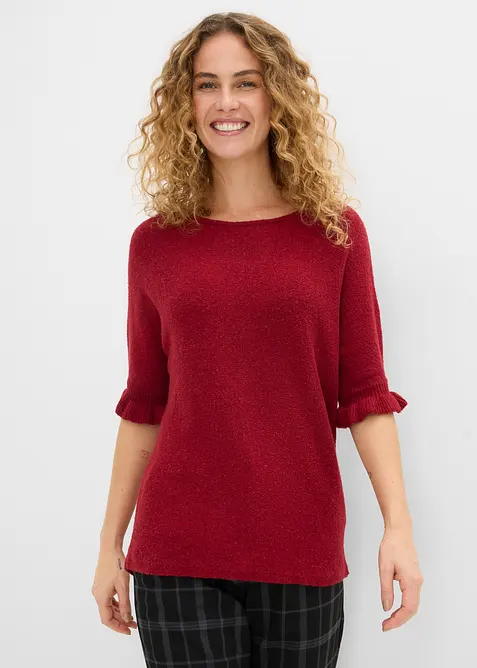 Pullover aus Baumwoll-Mix mit Volant-&Auml;rmeln, bonprix