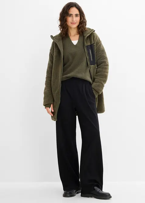 Pantalon en jersey &agrave; pinces, bonprix