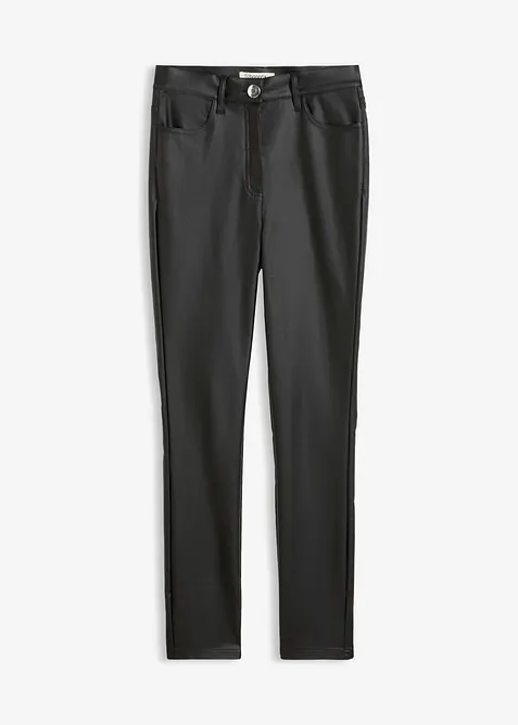 Pantalon en bengaline enduite, effet ventre plat, bonprix