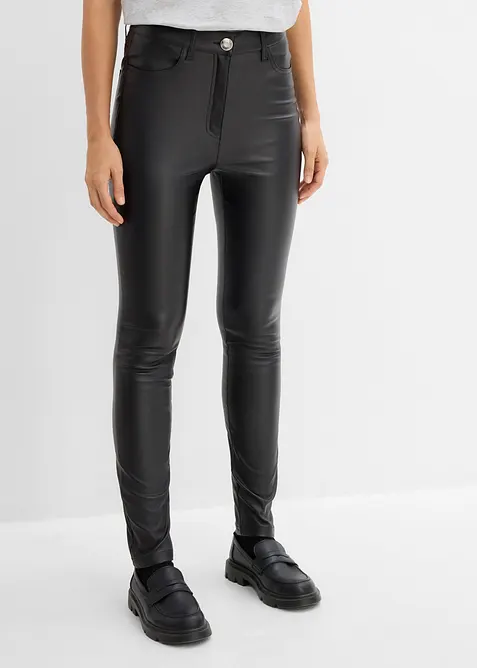 Pantalon en bengaline enduite, effet ventre plat, bonprix