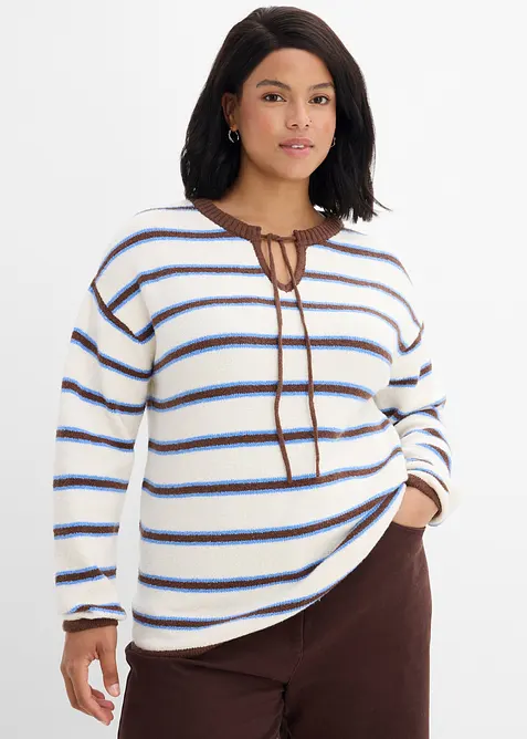 Pullover aus Baumwoll-Mix mit Bindel&ouml;sung, bonprix