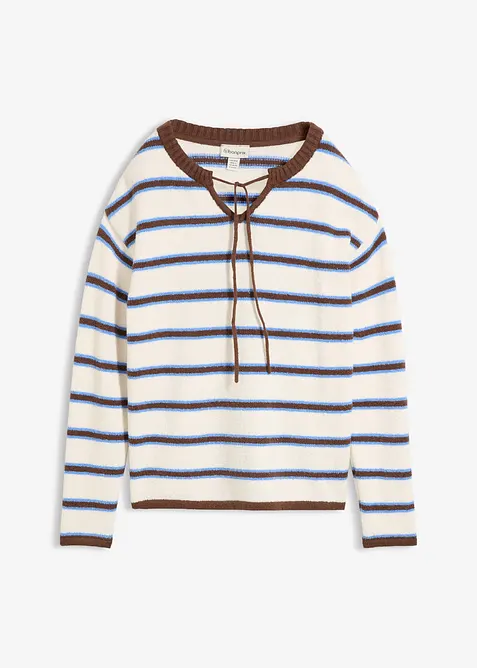 Pullover aus Baumwoll-Mix mit Bindel&ouml;sung, bonprix