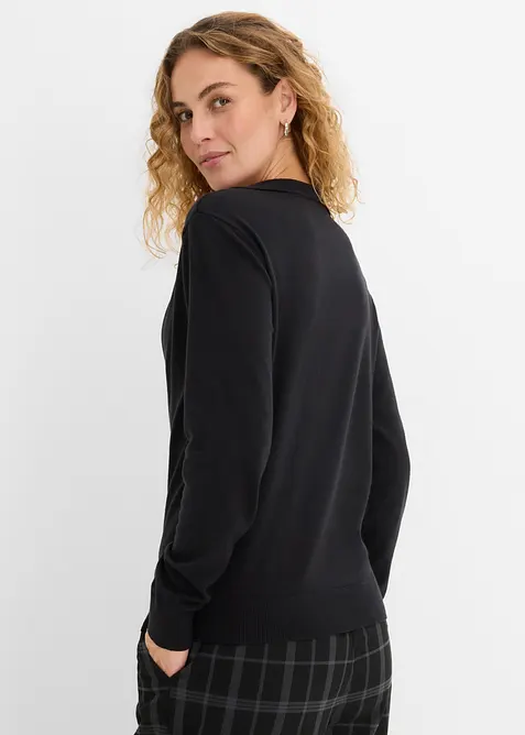Pull en fine maille, effet superpos&eacute;, bonprix