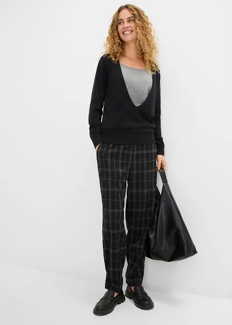 Pull en fine maille, effet superpos&eacute;, bonprix
