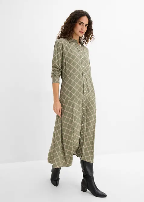 Blusenkleid aus reiner Viskose mit Eingriffstaschen, bonprix