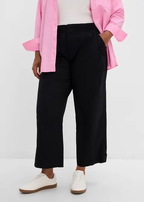 Pantalon barrel en coton extensible, bonprix
