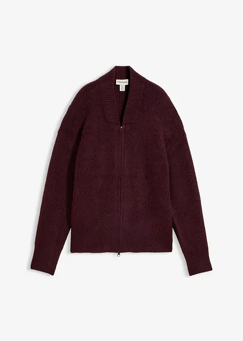 Strickjacke mit Rei&szlig;verschluss aus weichem Woll-Mix, bonprix