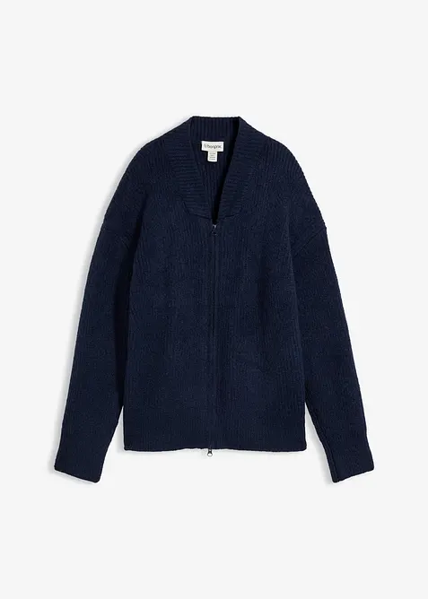 Strickjacke mit Rei&szlig;verschluss aus weichem Woll-Mix, bonprix