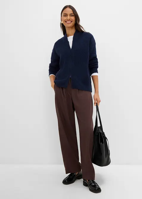 Strickjacke mit Rei&szlig;verschluss aus weichem Woll-Mix, bonprix