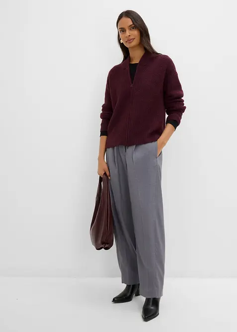 Strickjacke mit Rei&szlig;verschluss aus weichem Woll-Mix, bonprix