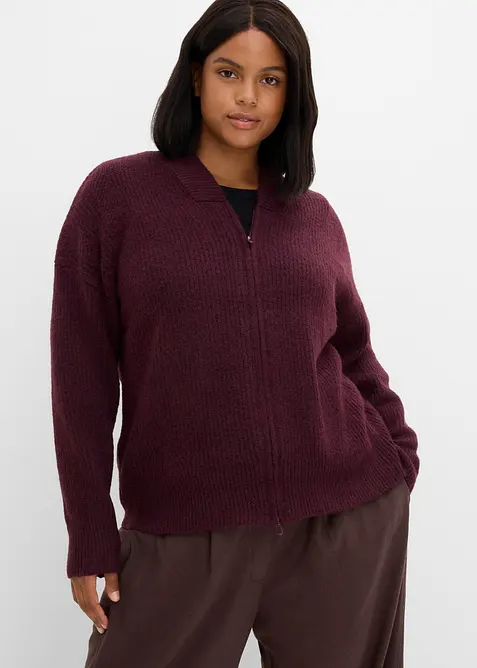 Strickjacke mit Rei&szlig;verschluss aus weichem Woll-Mix, bonprix