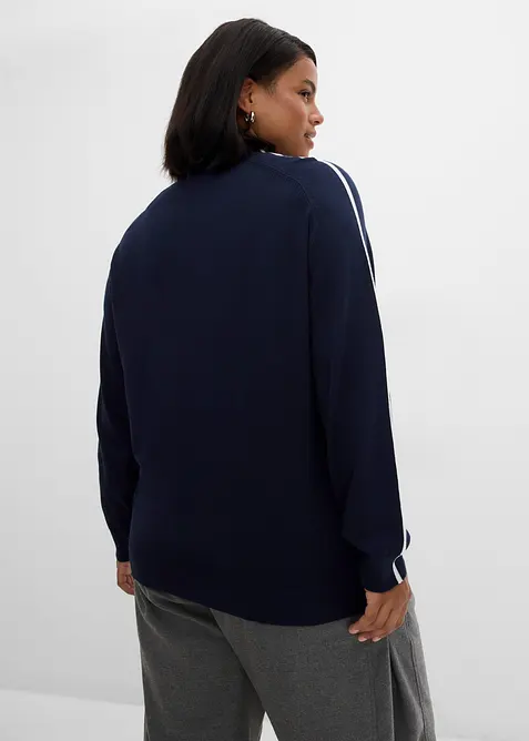 Feinstrickpullover mit Kontrastdetail aus Viskose-Mix, bonprix