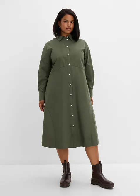 Robe chemise avec d&eacute;tail &agrave; nouer, 100% coton, bonprix