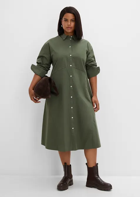 Robe chemise avec d&eacute;tail &agrave; nouer, 100% coton, bonprix