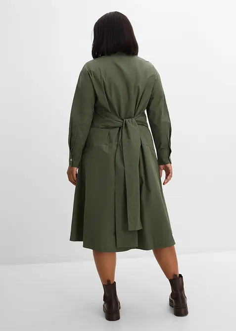 Robe chemise avec d&eacute;tail &agrave; nouer, 100% coton, bonprix