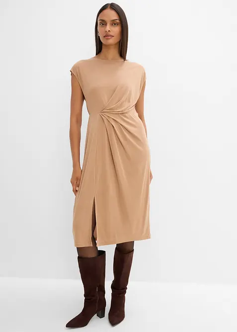 Midikleid mit Faltendetail aus Viskose-Mix, bonprix
