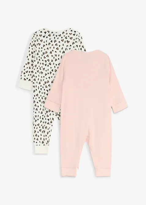 Lot de 2&nbsp;combipyjamas douces, 100% coton, bonprix