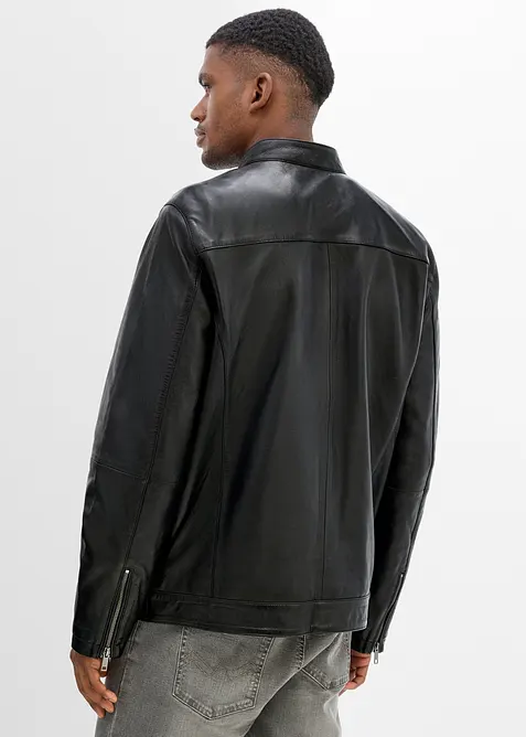Lederjacke aus Lammnappa mit Rei&szlig;verschluss-Taschen, bonprix