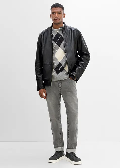 Lederjacke aus Lammnappa mit Rei&szlig;verschluss-Taschen, bonprix