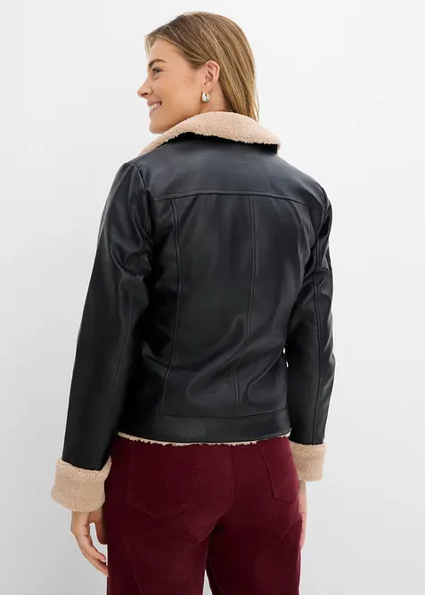 Lederimitat-Jacke, gef&uuml;ttert, bonprix