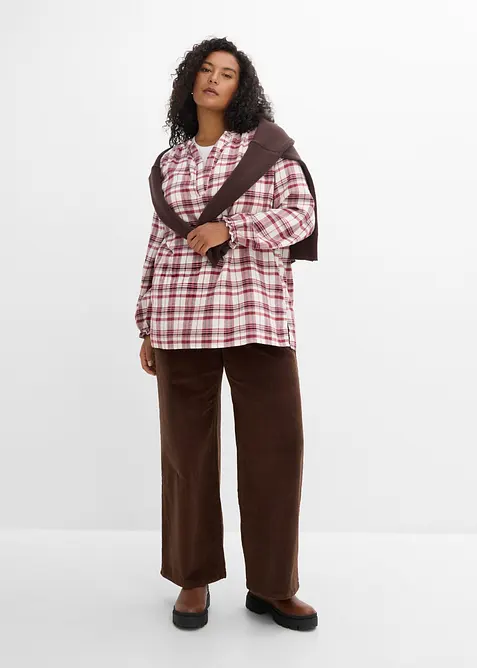 Blouse longue en flanelle 100% coton, bonprix