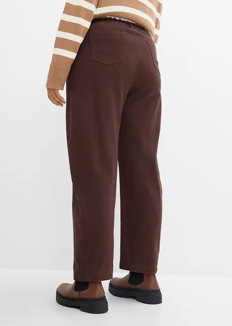 Pantalon barrel en twill de coton extensible, bonprix