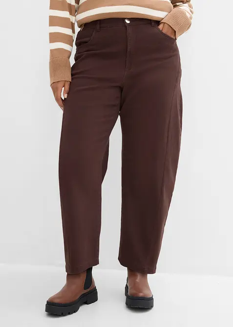 Pantalon barrel en twill de coton extensible, bonprix