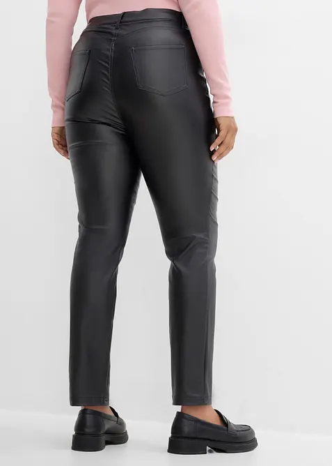 Pantalon en bengaline enduite, effet ventre plat, bonprix
