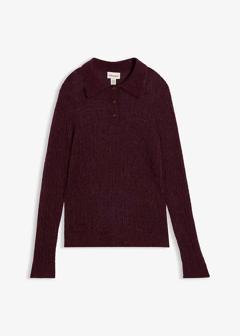 Polopullover aus weichem Ajour-Strick, bonprix