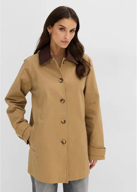 Gewachste &Uuml;bergangsjacke mit Cord-Kragen, bonprix