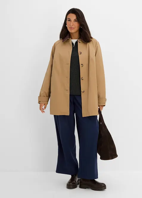Gewachste &Uuml;bergangsjacke mit Cord-Kragen, bonprix