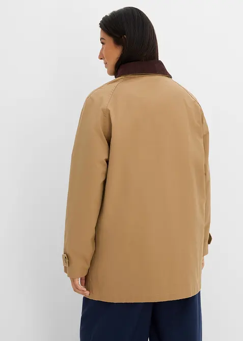 Gewachste &Uuml;bergangsjacke mit Cord-Kragen, bonprix