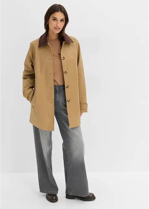 Gewachste &Uuml;bergangsjacke mit Cord-Kragen, bonprix