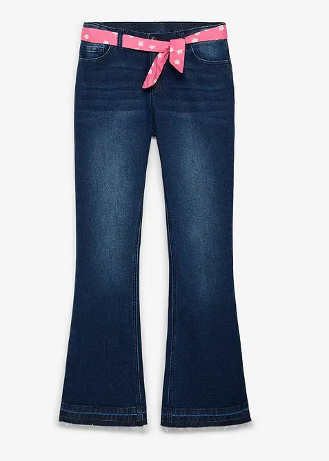 Jean flare taille mi-haute avec ceinture &agrave; nouer (ens. 2 pces), bonprix