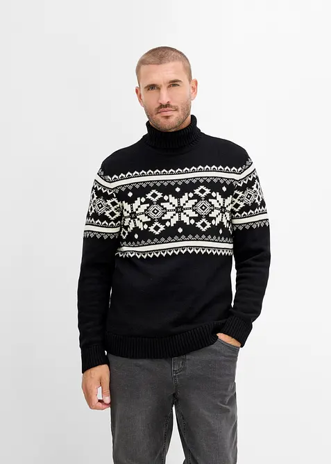 Norweger-Rollkragenpullover aus reiner Baumwolle, bonprix